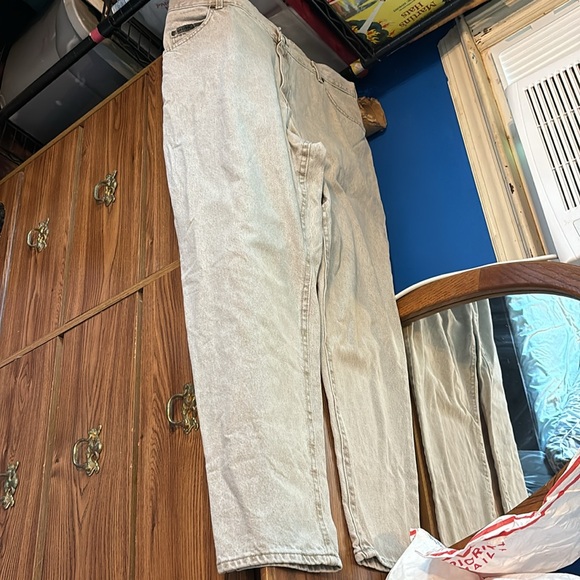 Lee Riveted Tan Denim Jeans 5 Pockets Relaxed Fit Plus 24W Medium Cotton - Picture 9 of 16